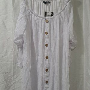 MILE GABRIEL WHITE OFF-SHOULDER BUTTON DOWN DRESS SIZE 3X *NEW*